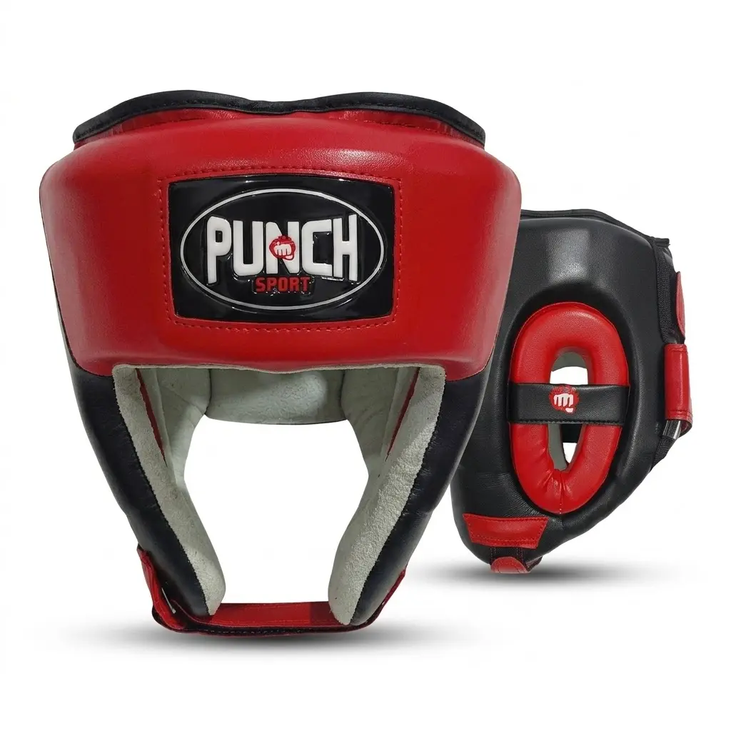 Punch Sports Boxing Headgear with Cheek Protection Synthetic Leather Sparring Head Guard with Multi-Layer Foam Padding for MMA, Muay Thai & Kickboxing