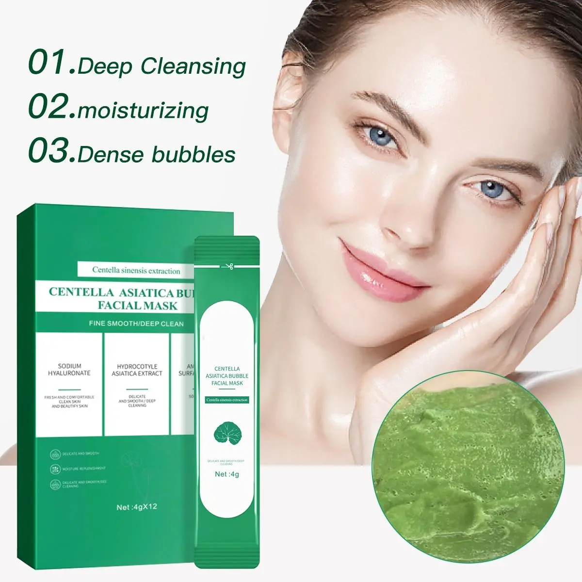 Hydrating Centella Asiatica Bubble Mask | Deep Cleanses, Fights Blackheads & Oiliness, Comfortable Hygienic Mask to Keep Skin Fresh