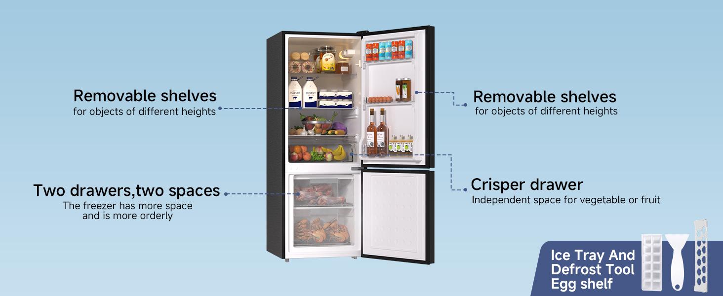 BANGSON 7.1 Cu.Ft Refrigerator with Freezer, double door refrigerator, Medium Capacity for Apartment/Family, Adjustable Thermostat, Energy Efficient, Quiet Operation, LED Interior Light, Gift Idea, Christmas Gift