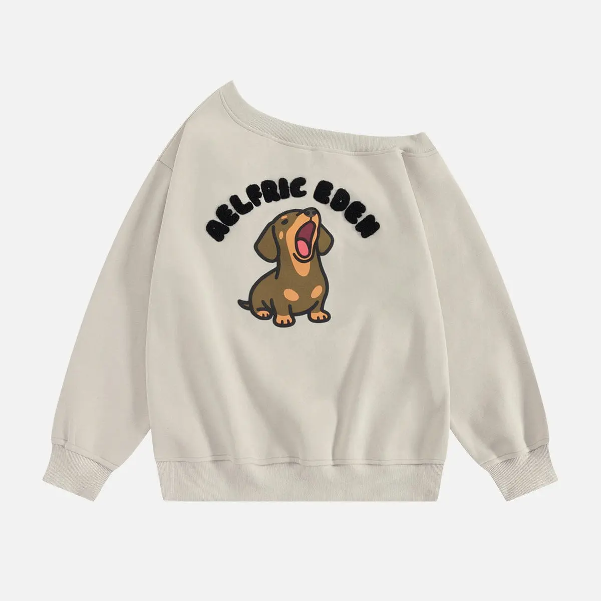 AELFRIC EDEN Women's Comfortable Dachshund Graphic Hoodie, Oversized Cotton Blend Streetwear Pullover, Long Sleeve Casual Top