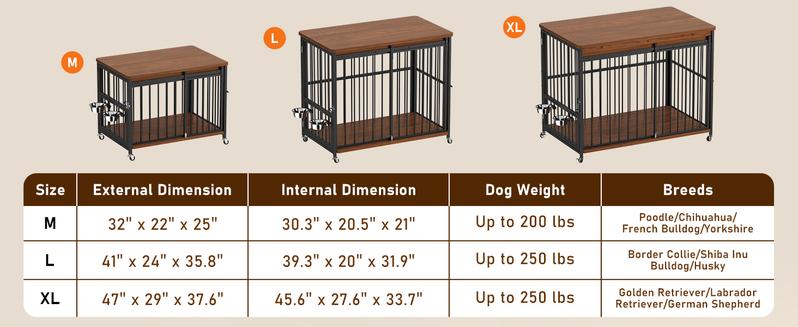 COFIYARD 47/41 inch Wooden Dog House with Sliding Doors & Feeding Windows Multi-functional TV Cabinet Side Table Anti-Chew Design Escape Proof Kennel