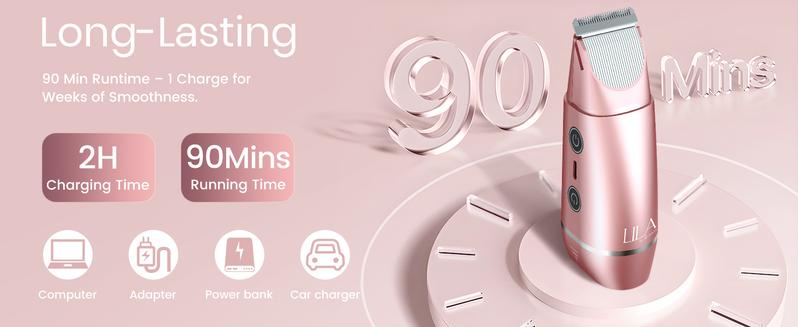 LILA by Akunbem 2 in 1 Women's Electric Shaver Dual Head Bikini Trimmer IPX7 Waterproof Wet Dry Use Body Hair Trimmer Facial Hair Remover for Bikini Underarm Leg Arm Body Face LILA by Akunbem 2 in 1 Women's Electric Shaver Dual Head Bikini Trimmer IPX7 Waterproof Wet Dry Use Body Hair Trimmer Facial Hair Remover for Bikini Underarm Leg Arm Body Face