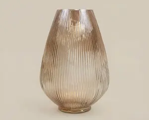 Ribbed Sand Teardrop Vase (12")