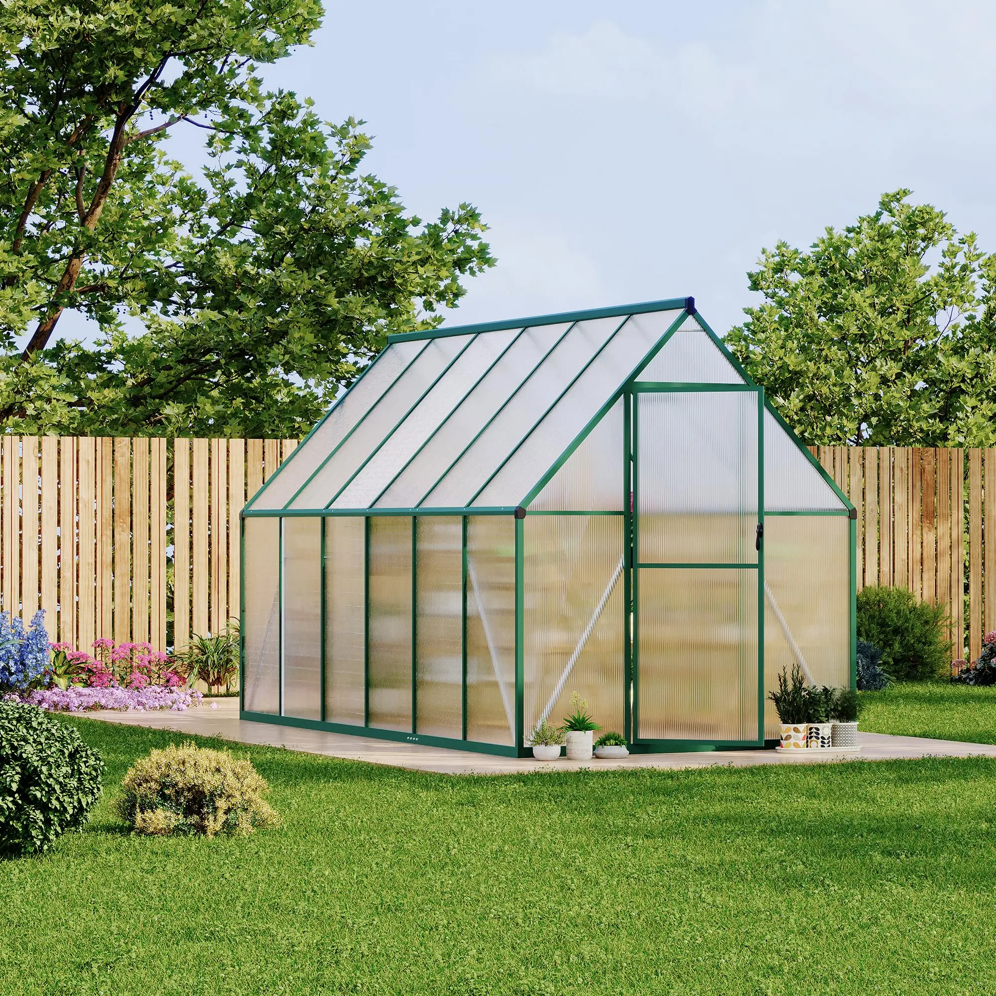6X11 ft Polycarbonate Greenhouse with Aluminum Frame, Polycarbonate Greenhouse for Outdoors, Greenhouses with Ventilation, Aluminum Large Walk-in Greenhouses for Outside