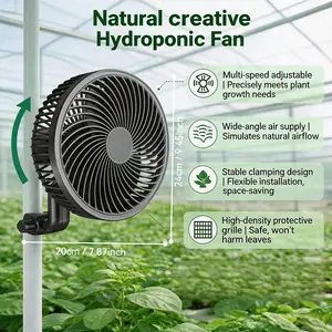 Natural creative Hydroponic Fan 6” Clip-On Desk Fan 320CFM Turbo, 10 Speeds + 45°/90° Oscillation, 28dB Quiet Air Circulator for Bedroom, Office & Indoor Garden