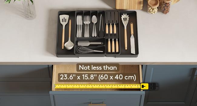 Lifewit Silverware Organizer for Kitchen Drawers, Expandable Utensil Tray with Removable Knife Block, Adjustable Cutlery & Flatware Holder, Large Lifewit Silverware Organizer for Kitchen Drawers, Expandable Utensil Tray with Removable Knife Block, Adjustable Cutlery & Flatware Holder, Large