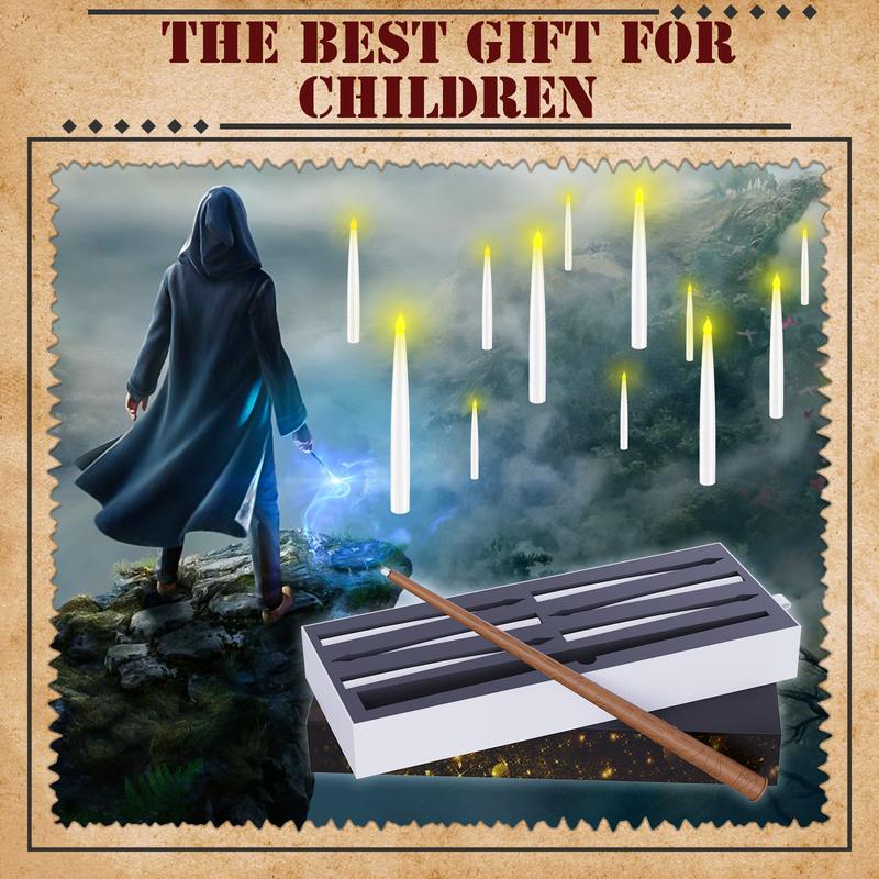 Magic Wand Remote Floating Candles - Enchanted 12-Pack Gift Set for Christmas, Halloween Decor & Party Favors