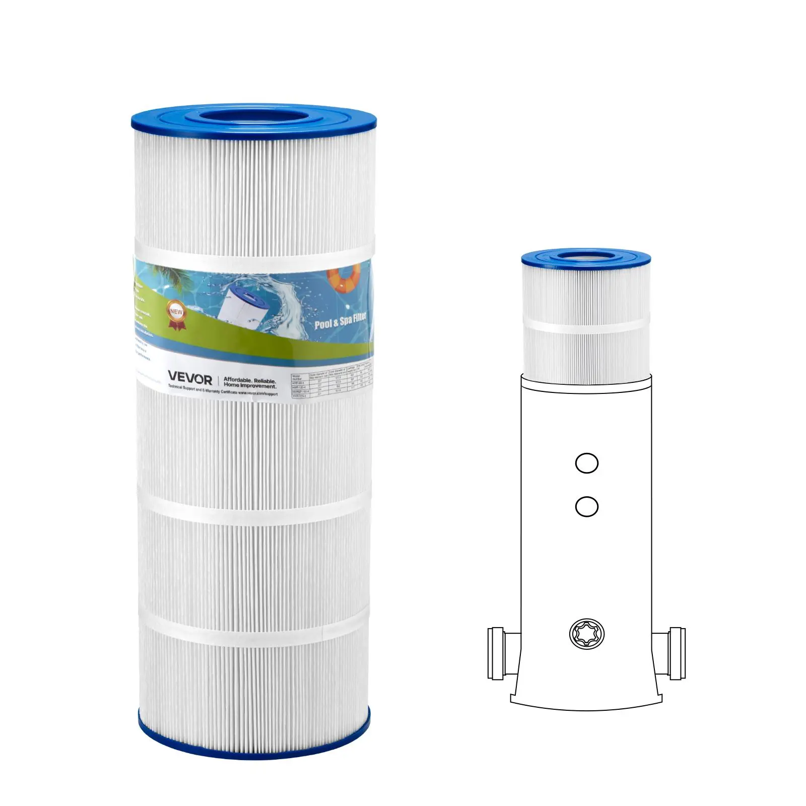【SummerFinds】VEVOR Pool Filter Cartridge, 120 Sq. Ft Spa Hot Tub Filter Cartridge Replacement, Compatible with Hayward CX1200RE, Pleatco PA120, Unicel C-8412, Secure for Kids & Pet, Trilobal Pleated, Easy to Clean, 1 X 120 Sq. Ft, 23.26 In, Efficient Pump