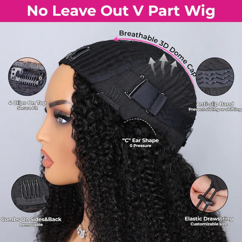 ISEE HAIR 180% Density Burmese Curly V Part Sew In Wig InvisiFit Strap Flip Over Wig for Beginners #TikTokShopHolidayHaul