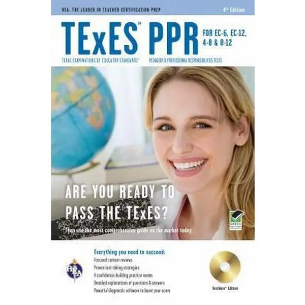 USED Book - TExES PPR for EC-6, EC-12, 4-8 & 8-12 w/CD-ROM 4th Ed. (TExES Teacher Certification Test Prep) by Stephen C. Anderson Ph.D. (Paperback) - english