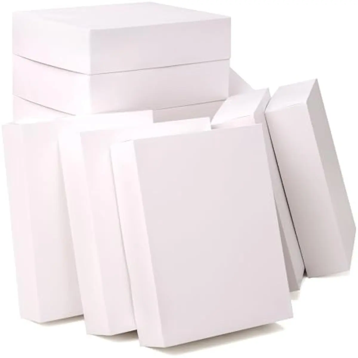 JOYIN 12PCS 17" x 13" x 4" Christmas Large Gift Boxes with Lids for Presents, Xmas Holiday Birthday Shirt Clothing Gift Boxes, Plain White Cardboard Wrapping Box for Robe, Hat, Sweater and Coat