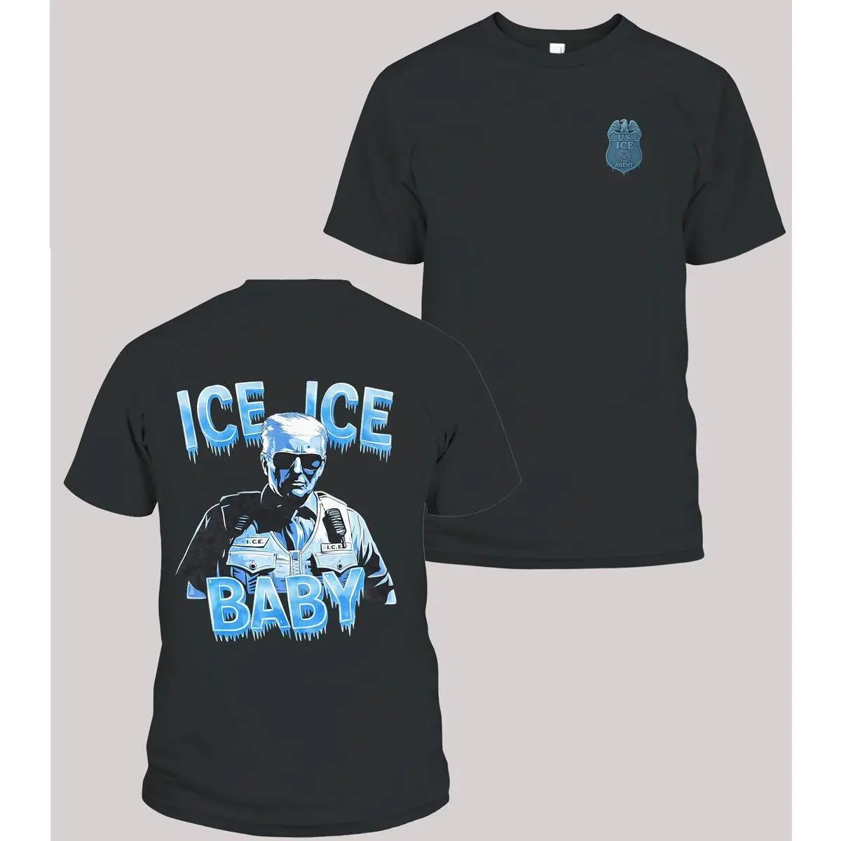 Women's Boxy Fit Ice Ice Baby Trump Graphic T-Shirt - Unisex, Skeleton, Short-Sleeve, Classic, Breathable Tops