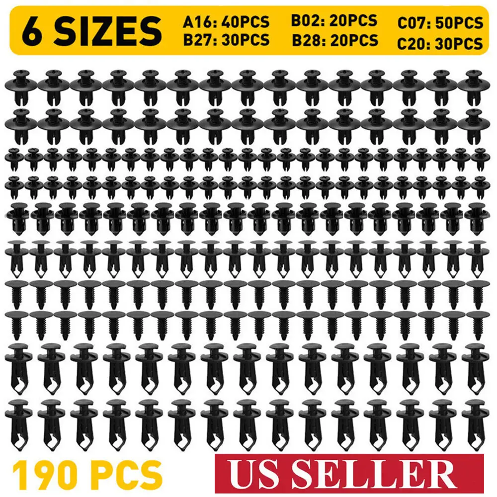 190Pcs Car Clip Kit - Plastic Rivet Retainers, Fender Push Pin Fasteners, Bumper Retainers for Automotive, Car & Motorcycle Interior Accessories, Car Accessories