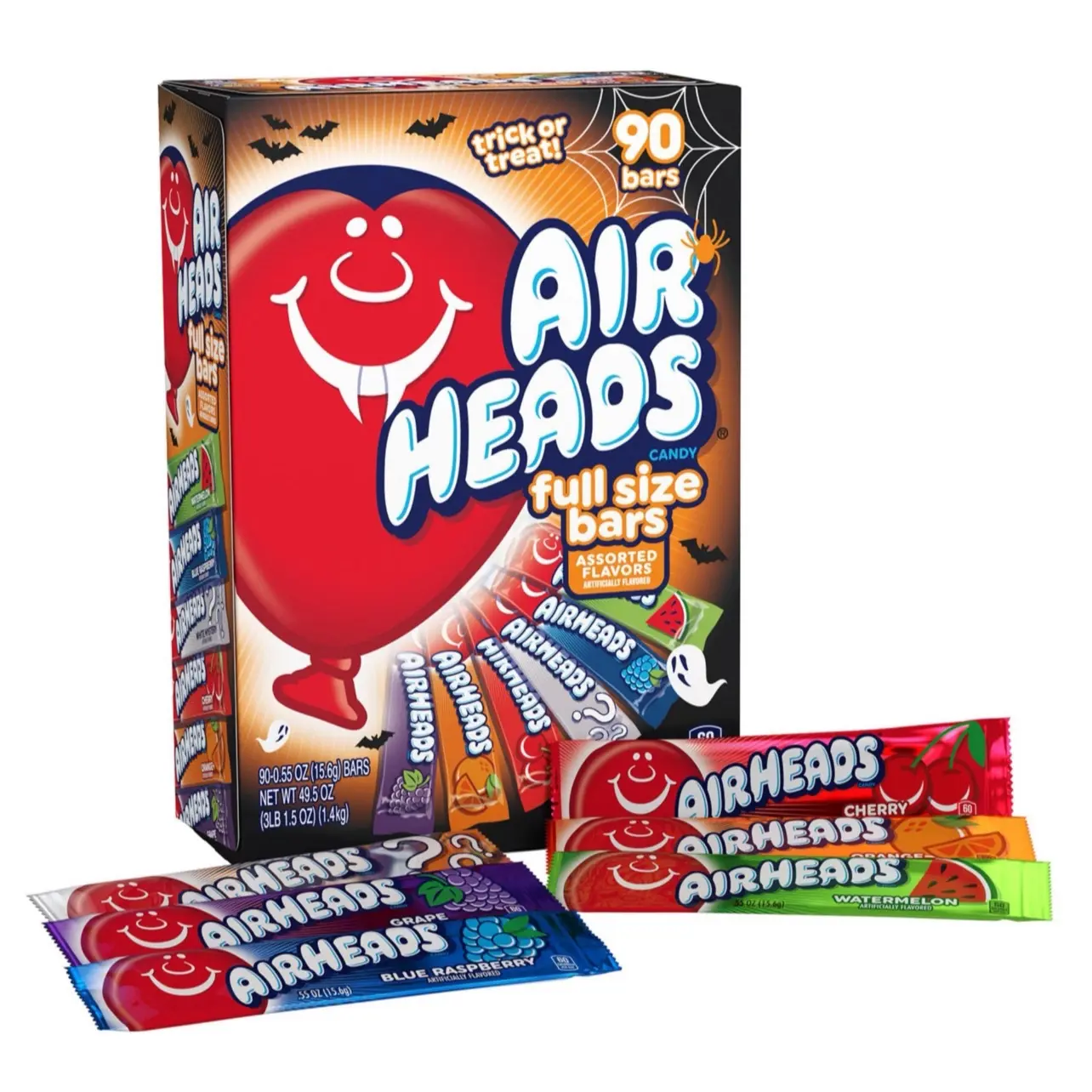 AirHeads Halloween Variety Pack Candy, 0.55oz, 90pack