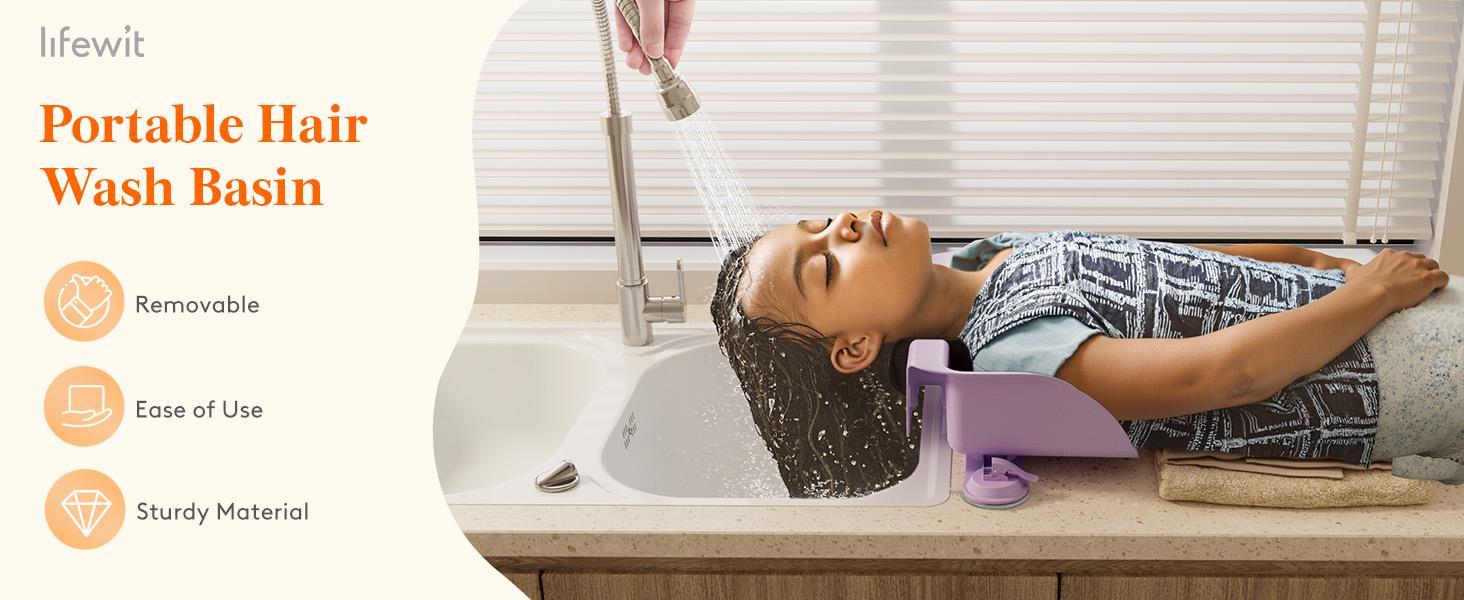 Lifewit Portable Shampoo Basin & Bowl for Elderly, Kids & Pregnant Women - Hair Washing Station with Ergonomic Neck Support - Comfortable Home Salon Experience, Tear Free Hair Wash at Home