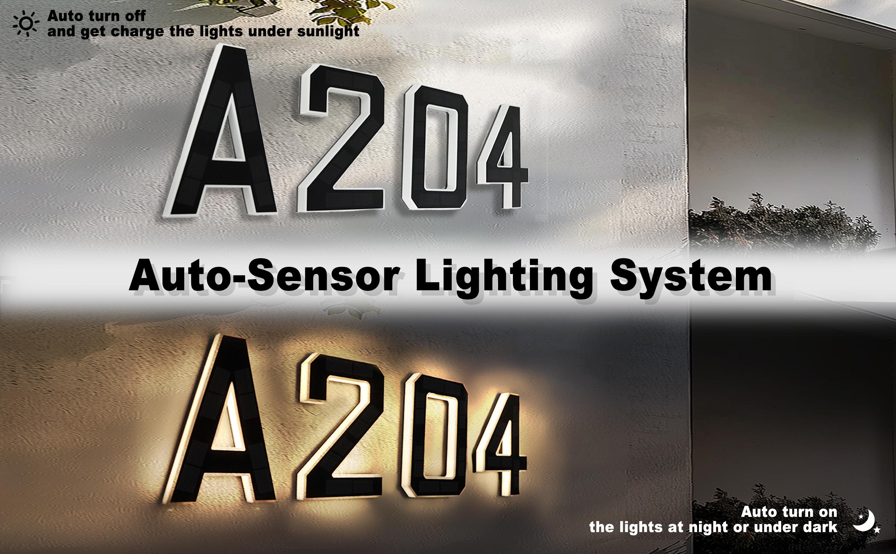 Solar Lighted House Numbers 9 Inch or 5 inch Waterproof LED Address Signs for Outside Modern House Numbers with Large Personalization Options,Decorate your door number, DIY personalisation.Modern Farmhouse Illuminated Sign Light Two Size Options