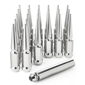 M14x1.5 Spike Lug Nuts - 14mmx1.5 Wheel Lug Nuts, Set of 24, Chrome