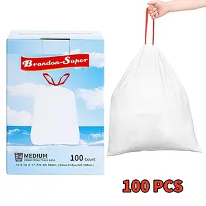 4 Gallon Drawstring Trash Bags 100 Count Heavy Duty, Thickened, Leakproof & Stretchable Small Garbage Bags for Bathroom, Office & Bedroom