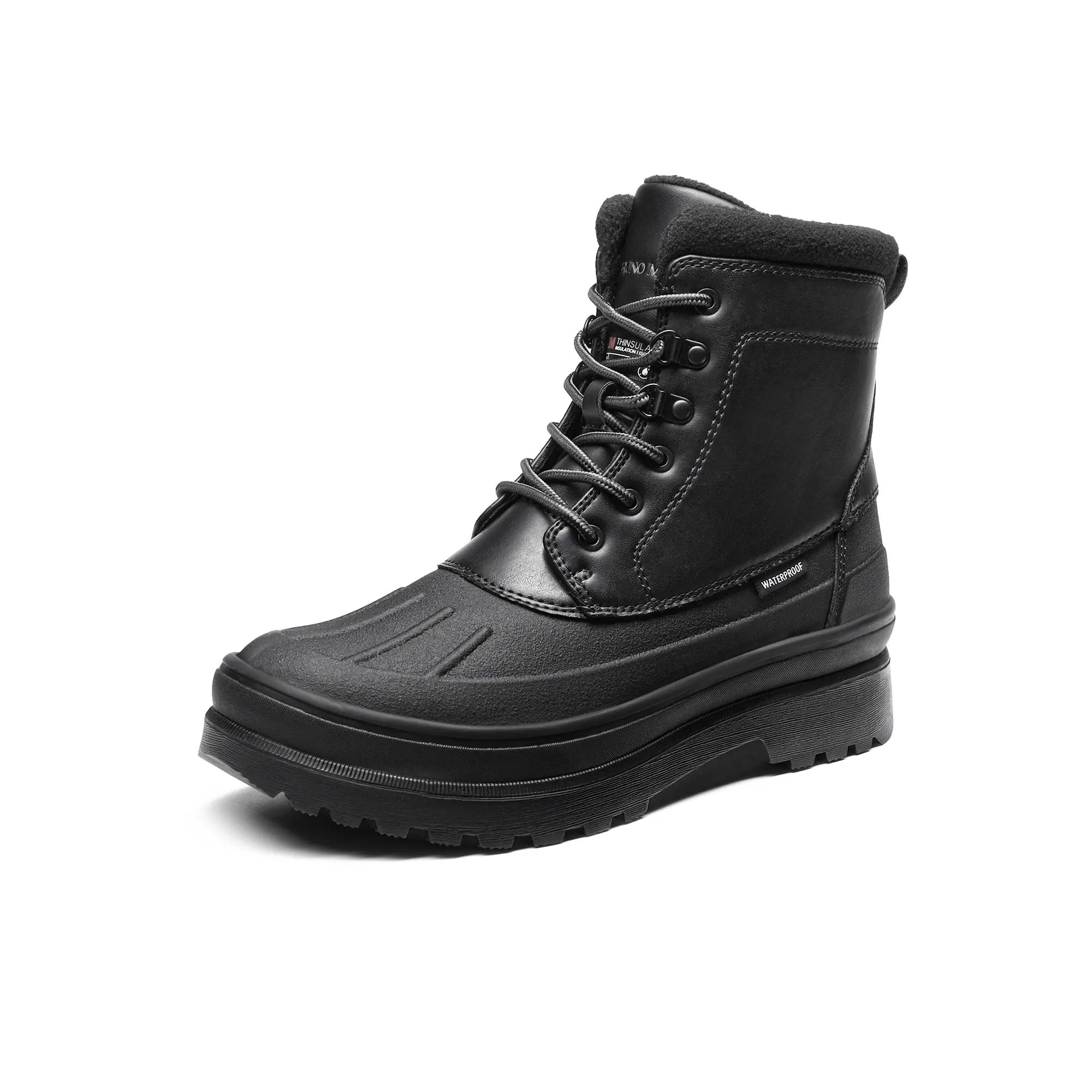 Bruno Marc Men's Winter 200G Insulated Fur Snow Boots - Rubber Outsole Grips Slick Pavement, Memory Foam-Padded, Lace-Up, Waterproof, Cotton, Shock Resistant, Lightweight Casual Walking Shoes for Cold-Weather Outdoor Activities