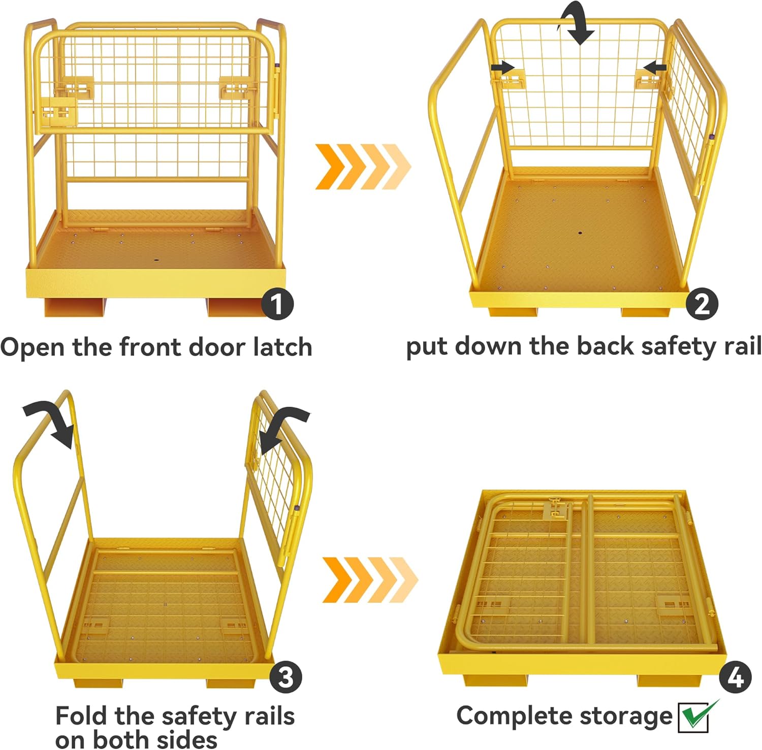 YITAMOTOR Forklift Safety Cage 36"x36", 1150LBS Capacity, Heavy Duty Steel Basket with 3 Chains for Work Platform, Perfect for Aerial Work YITAMOTOR Forklift Safety Cage 36"x36", 1150LBS Capacity, Heavy Duty Steel Basket with 3 Chains for Work Platform, Perfect for Aerial Work