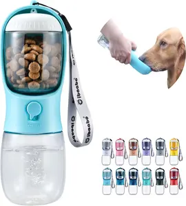 Dog Water Bottle with Food Container, Travel Puppy Water Bowl, Portable Pet Dispenser, Dog Gift Stuff Accessories Items, Puppy Essentials Necessities for Yorkie Cat Walking and Hiking