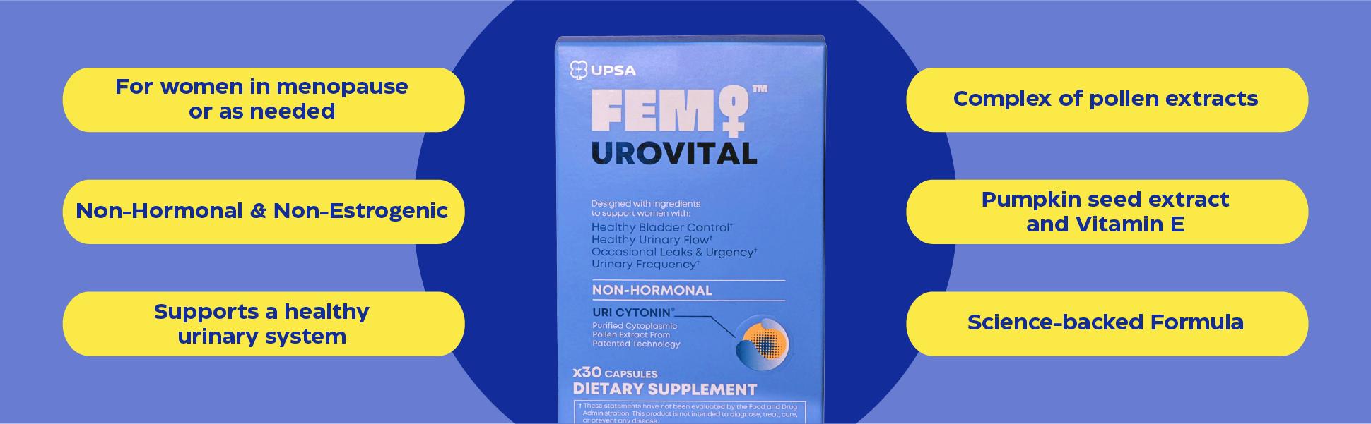 UPSA FEM UROVITAL Non-Hormonal Bladder & Urinary Support – Clinically Studied Ingredients for Bladder Control & Urinary Comfort UPSA FEM UROVITAL Non-Hormonal Bladder & Urinary Support – Clinically Studied Ingredients for Bladder Control & Urinary Comfort