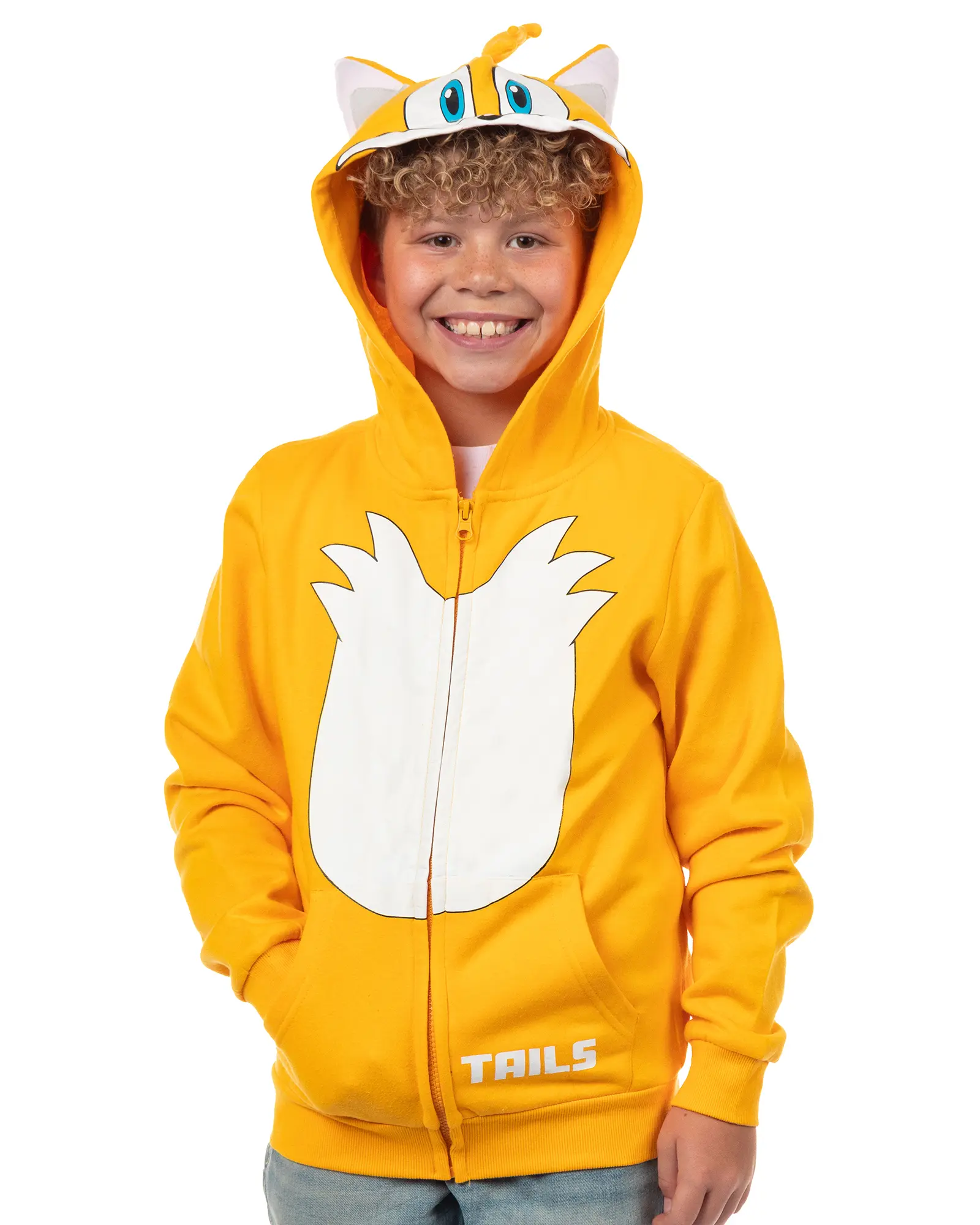 Sonic The Hedgehog Hoodie Boys' Tails Character Design Full-Zip Sweatshirt