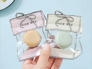 1Pc Mini Cute 3D Cartoon Self sealing Bag Transparent Powder Puff Hair Clip Jewelry Packaging Snacks Candy Storage