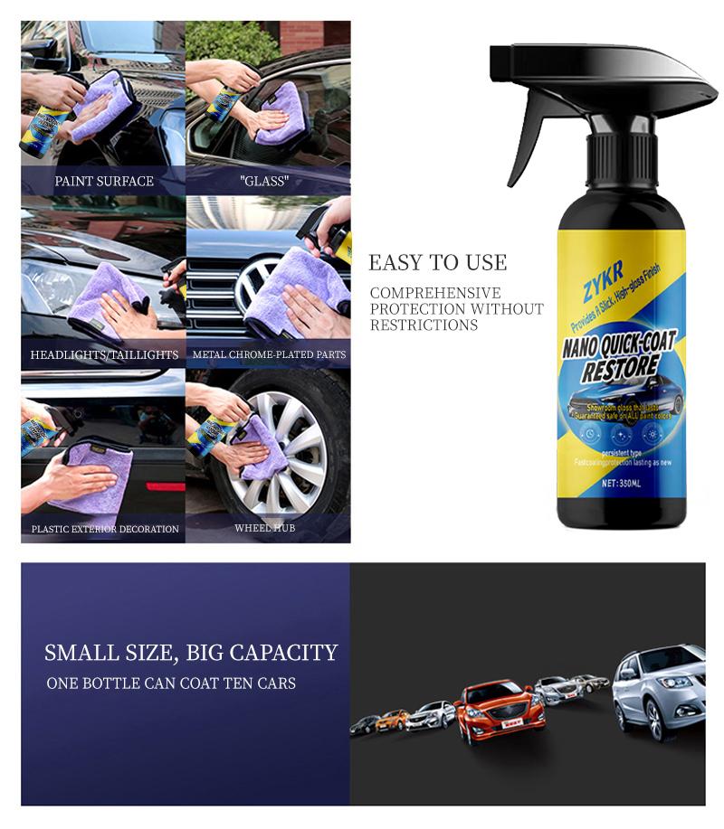 ZYKR Car Nano quick-coat restore-Coating Spray-Advanced Automobile Quick-acting Coating Agent With Dust -Proof and Glazing Effects -Long Lasting Car Showroom gloss that LASTS 350ml ZYKR Car Nano quick-coat restore-Coating Spray-Advanced Automobile Quick-acting Coating Agent With Dust -Proof and Glazing Effects -Long Lasting Car Showroom gloss that LASTS 350ml