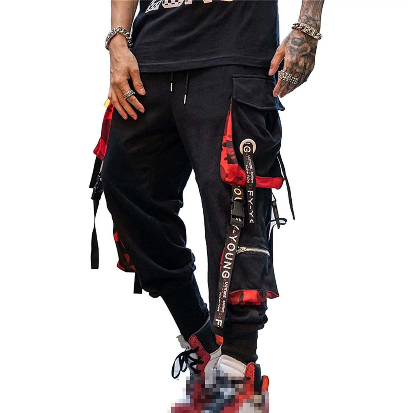 Men's Jogger Pants Punk Cargo Cyberpunk Hip Hop Gothic Baggy Techwear Hip Hop Harem Pants Streetwear Track Pants Loose Comfy Pockets