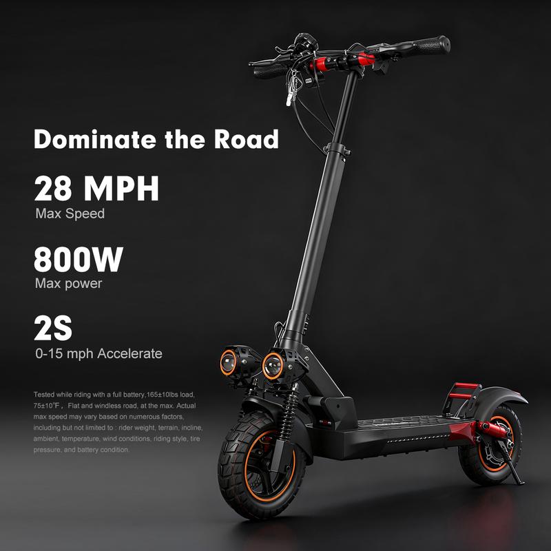 Mankeel MX-14 28mph Dual Suspension E-Scooter - 800W Max Power, 10"Tire, 40 Miles Long Range, Dual Disc Brakes, Easy Folding Commuting E-Scooter，Dual Spring Suspension