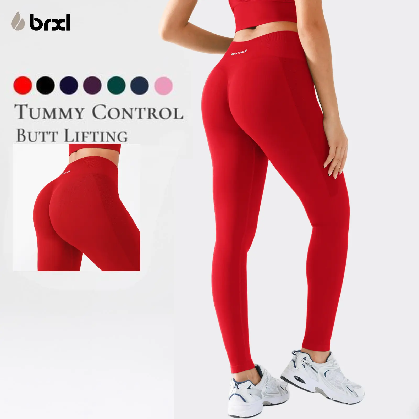 BRXL BrxlGrit 【Discount for live】2nd Gen Seamless Yoga Pants with Lycra Blend – Upgraded Peach Hip Lifting 3-Layer Waistband Enhanced Quick-Dry Tummy Control All-Season Wear-brxl-1