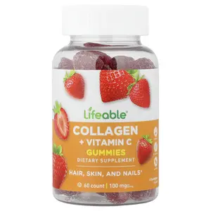 Lifeable Collagen + Vitamin C Gummies, Natural Strawberry, 60 Gummies