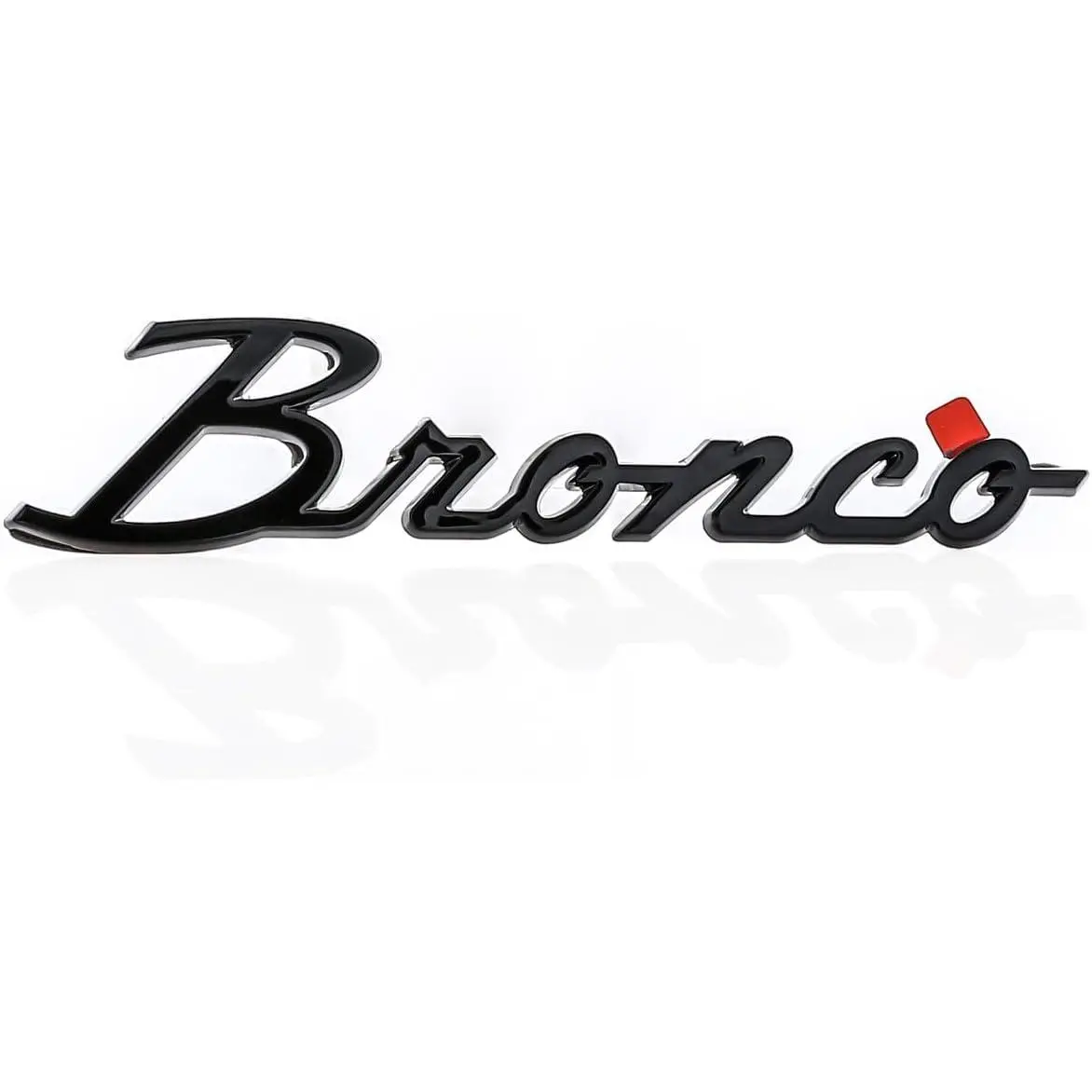 Vintage Black Script Bronco 3D Solid Plastic Emblem - Mini Car Exterior Decorative Accessory with Chrome Accent, 3.71x0.78 in, Industrial-Strength 3M Adhesive Backing, Pull-Tab Peel-Off Application