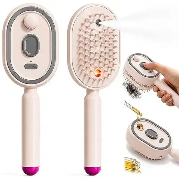 Electric Spray Air Cushion Massage Comb, 3-in-1 Multifunctional Hairbrush-Nano Fine Mist Spray, Red Light Therapy, and Retractable Design, for Hair Care, Scalp Massage, Daily Styling