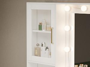 58.3”Vanity Desk with Mirror and Lights & Charging Station,Bedroom Dressing Table,Large Vanity Set,8 Drawers and 2 Cabinets,Makeup Vanity Table with Charging Station, Without Stool