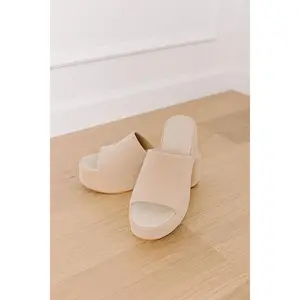 The Josephine Faux Suede Platform Sandal in Beige