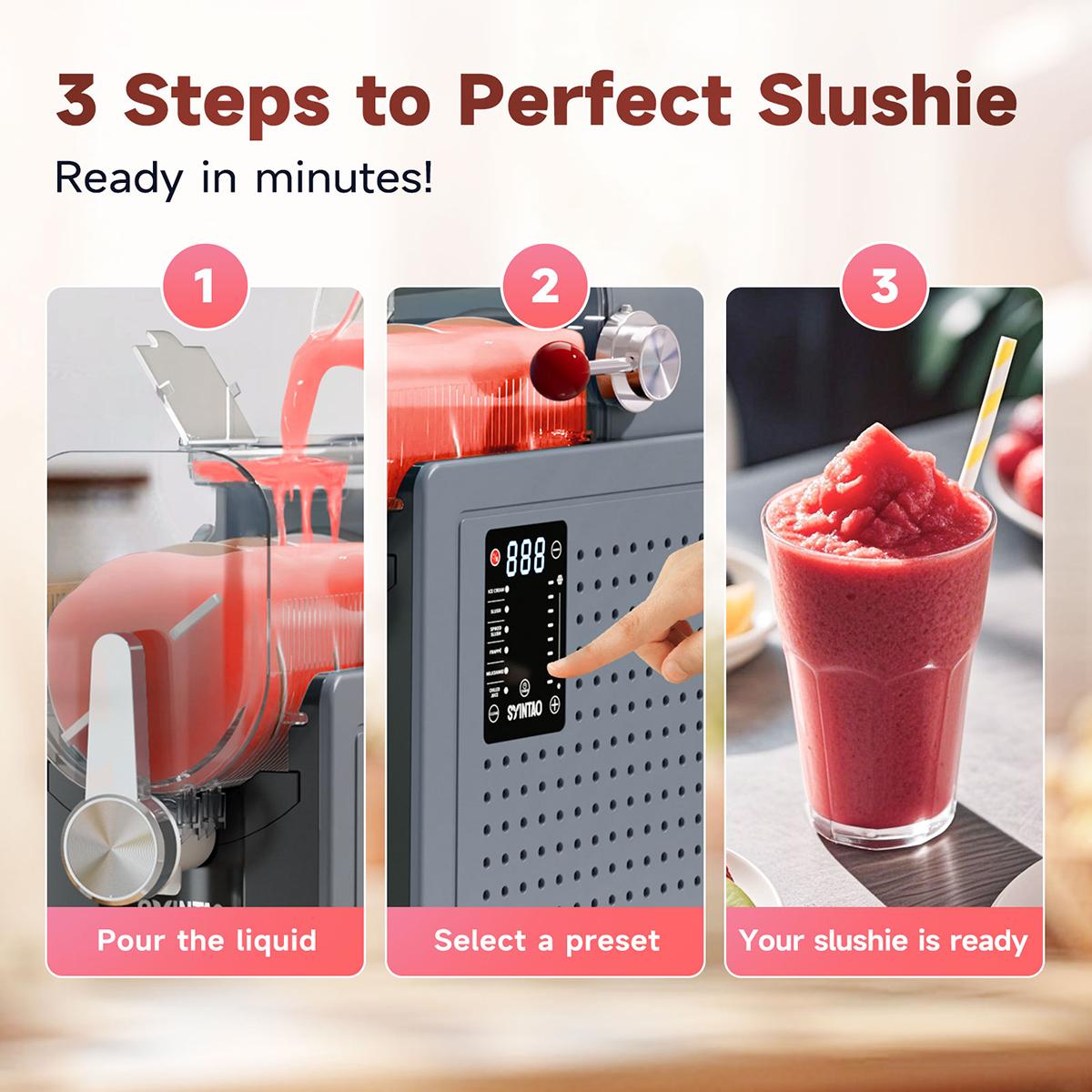 SYINTAO Slushie Machine, 88oz, 6 Preset Programs, No Ice Needed, Rapid Freezing & Auto-Cleaning, Make Slush, Margaritas, Smoothies & Milkshakes for Couples Date Night, Friends & Family Party