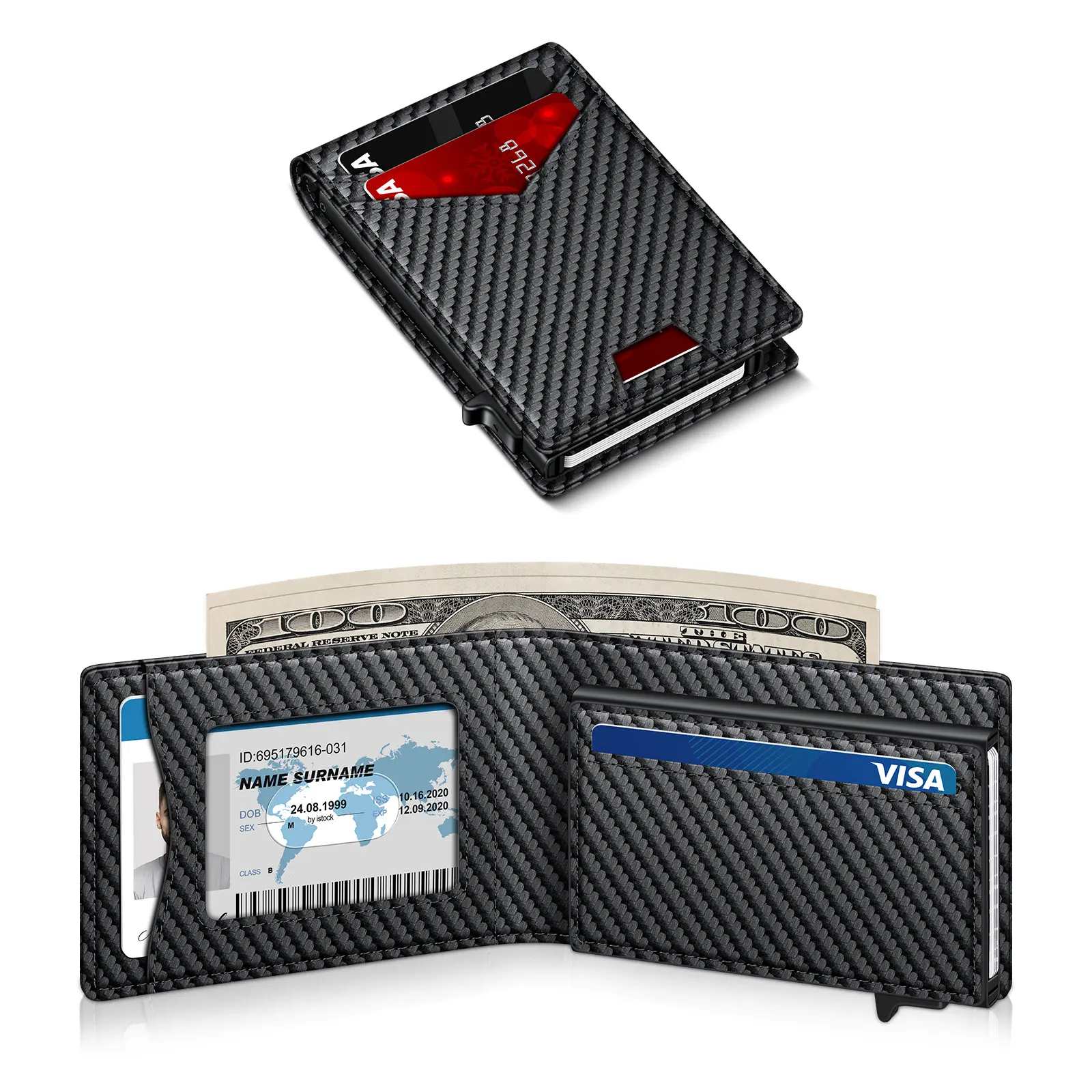 Men's RFID Minimalist Bifold Wallet - 1 ID Window, Pop-Up Card Holder, Money Clip, Gift Box Included - for Summer Vibes, Outdoor Fun,summerwins tiktokshopbacktoschool