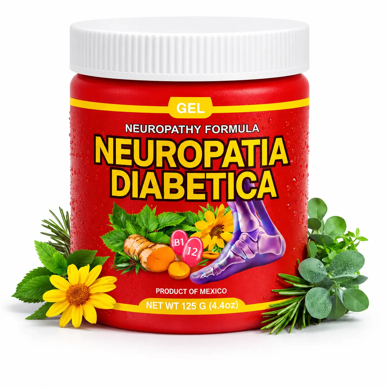 VIRAL Diabetic Neuropathy Relief Gel (4.4oz/125g) - 100% Natural Body Care Therapy with Pine Extract, Refreshing Cooling Mint Sensation for Back,Knees,Daily Targeted Massage, Smooth