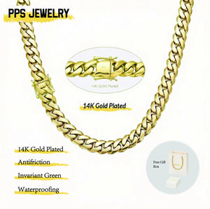 14K Gold Plated Heavy Mens Soild Cuban Link Chain Necklace Miami8/10/12/14/16/18/20/22MM Hip Hop Jewelry