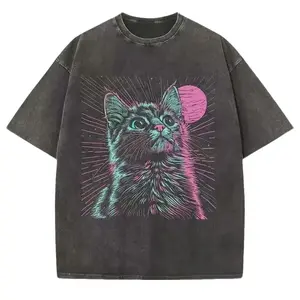 Psychedelic Cat Shirt Trippy Streetwear Vaporwave Aesthetic Unisex Tee Y2K Tshirt Rave Wear Weirdcore Gift for Him or Her
