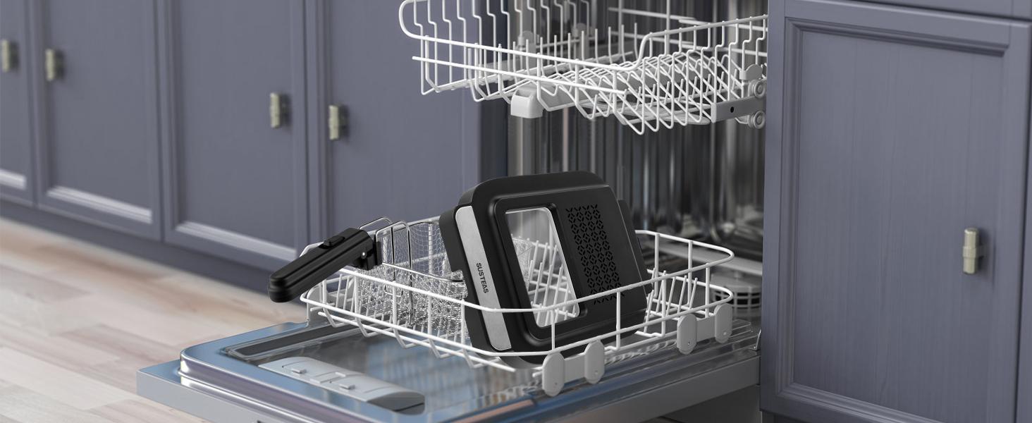 SUSTEAS 2.6 QT Deep Fryer 1500W with Temperature Control, Removable Lid, Non-Stick Inner Pot, and Easy to Clean Design Cooker SUSTEAS 2.6 QT Deep Fryer 1500W with Temperature Control, Removable Lid, Non-Stick Inner Pot, and Easy to Clean Design Cooker