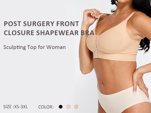 FeelinGirl Wireless Bra Front Closure for Women Everyday Bras Post Surgery Bras Shapewear Top Comfortable Fabric Womenswear Fits Smooth