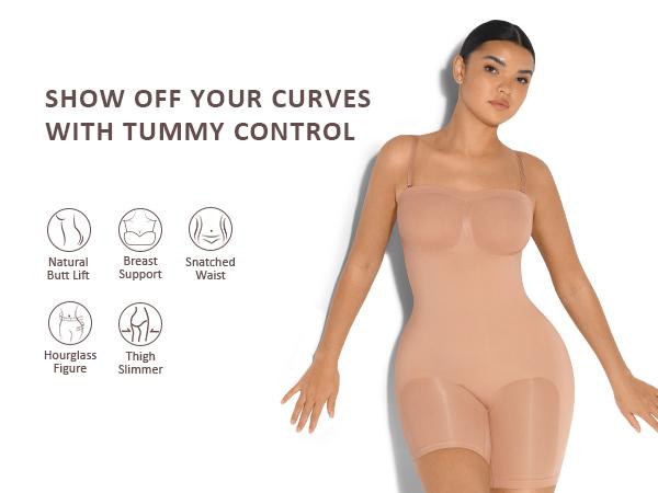 FeelinGirl  Strapless Shapewear Tummy Control Bodysuit Seamless Shaping Shortie with Removable  Womenswear Fabric Comfortable Christmas Style Springtok SpringStatements