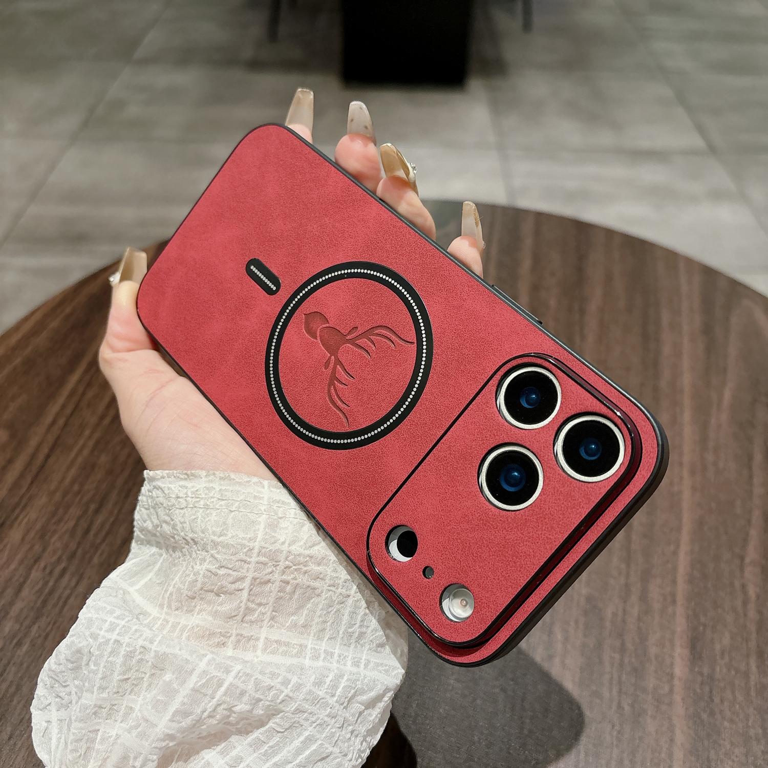 Shockproof Magnetic Bumper Case for iPhone 17 Pro Max 16 15 14 13 12 11, Elk Magnetic Imitation Sheepskin Pattern Phone case, Skin Feel, Fashion Business, Anti-Drop wear-Resistant Shockproof Magnetic Bumper Case for iPhone 17 Pro Max 16 15 14 13 12 11, Elk Magnetic Imitation Sheepskin Pattern Phone case, Skin Feel, Fashion Business, Anti-Drop wear-Resistant