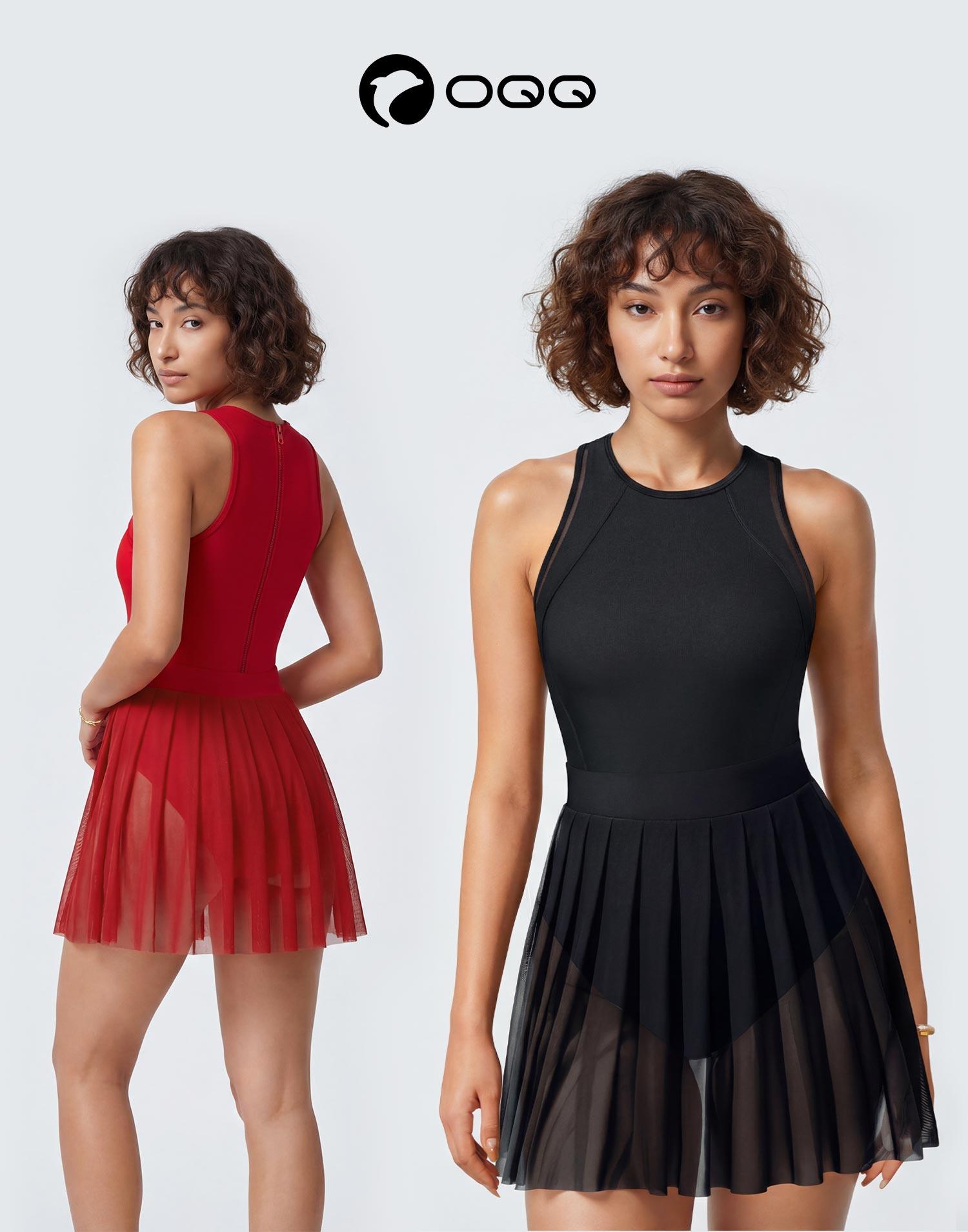 OQQfitness Womenswear Swimsuit Solid Color Mesh Sheer One-piece Swimsuit sleeveless Coverage Slimming Swim Dress SpringStatements OQQfitness Womenswear Swimsuit Solid Color Mesh Sheer One-piece Swimsuit sleeveless Coverage Slimming Swim Dress SpringStatements