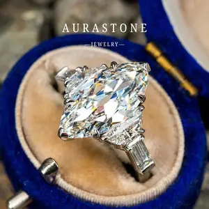 【#96 MKZ】Marquise Tri-stone Ring, 4-carat Laboratory-created Gemstone, Women's Engagement/Proposal Ring