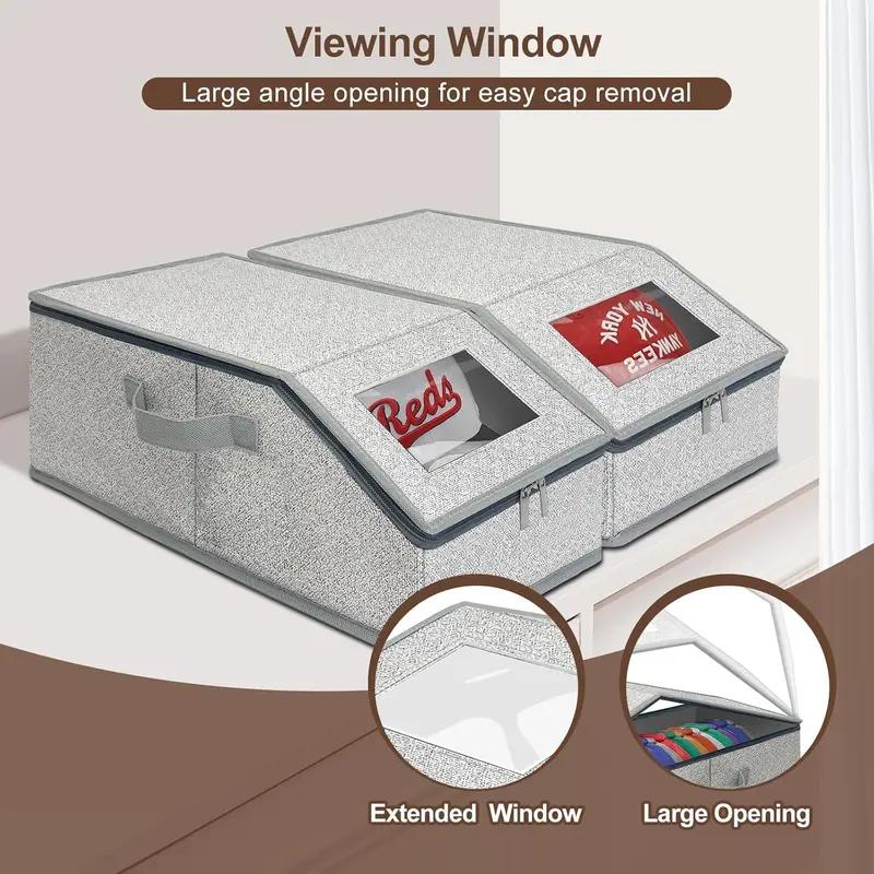 Stackable Baseball Cap Storage Box - Holds 24 Hats, Durable Cardboard Wardrobe Organizer for Men,24-Cap Stackable Hat Box – Classic Style Durable Cardboard Organizer, Ultimate Closet & Home Storage Solution,Heavy-Duty Cardboard Closet Organizer