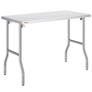 VEVOR Folding Commercial Prep Table, 48 x 24 Inch Commercial Worktable Workstation, Heavy-duty Stainless Steel Folding Table with 300 lbs Load, Kitchen Work Table, for Home Kitchen Restaurant Garage